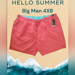 Tropical 4XB Orange Big Man  Swim Trunks New